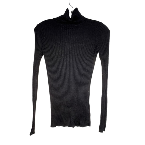 Vince. Cashmere Blend Black Ribbed‎ Turtleneck Sweater - Picture 1 of 5
